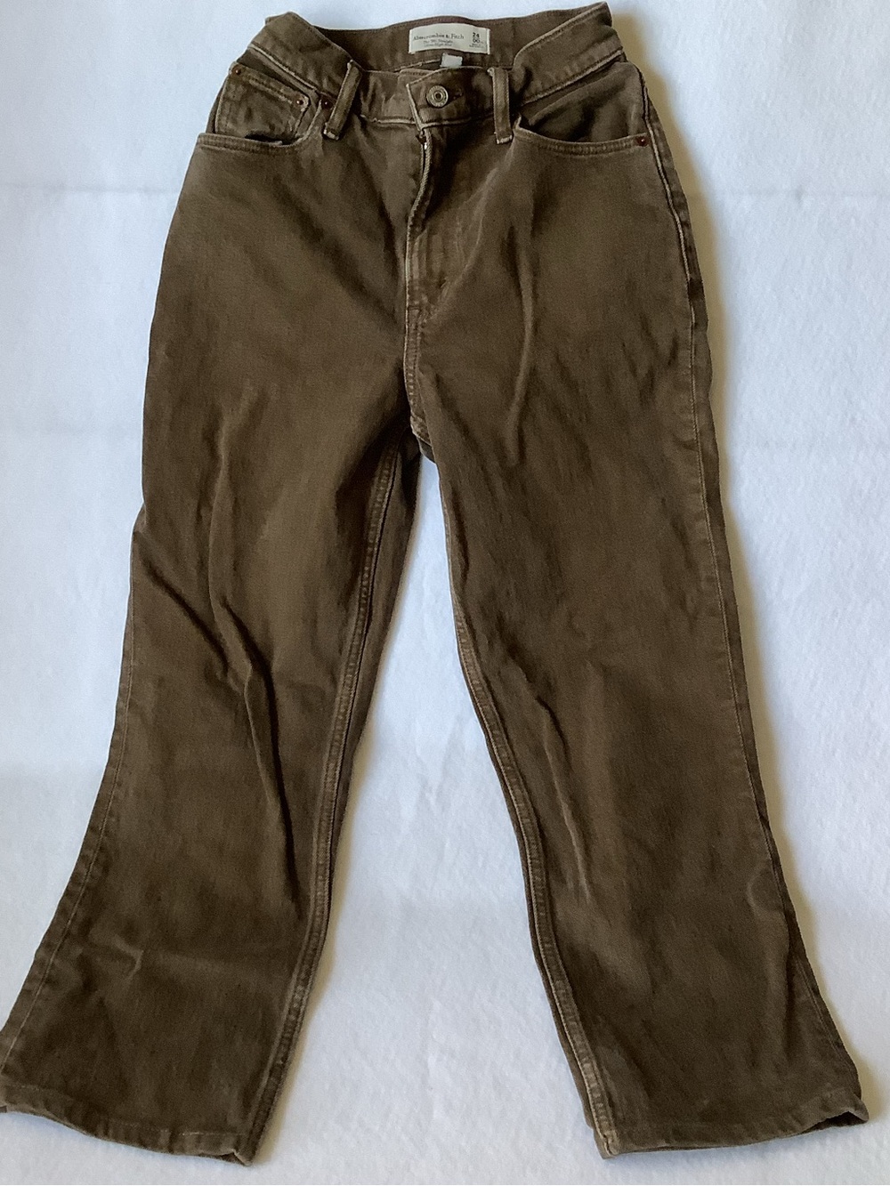 Abercrombie 90s Straight Ultra High Rise Jeans Brown 24 00 XS Cropped Ankle